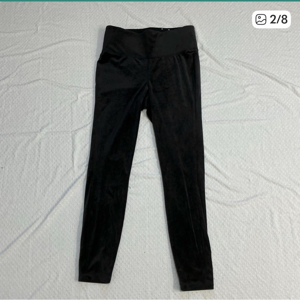 LIVI ACTIVE Lane Bryant Full Length velour Leggings Black 10 12